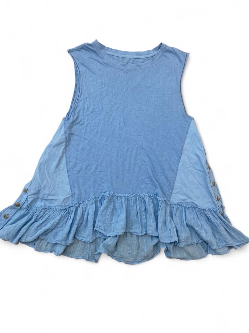 Pilcro Ruffled Tunic Tank Top Small Light Blue
